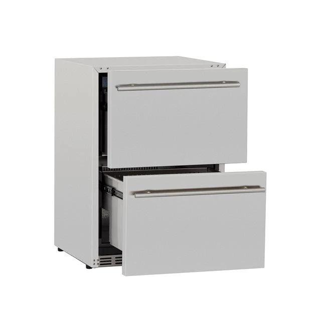 TrueFlame 24-Inch 5.3 Cu. Ft. Deluxe Outdoor Rated 2-Drawer Refrigerator (AMD-RFR-24D-R-A) TrueFlame 24-Inch 5.3 Cu. Ft. Deluxe Outdoor Rated 2-Drawer Refrigerator (AMD-RFR-24D-R-A) -Elite Patio Direct Shop 125 tf rfr 24dr2 3