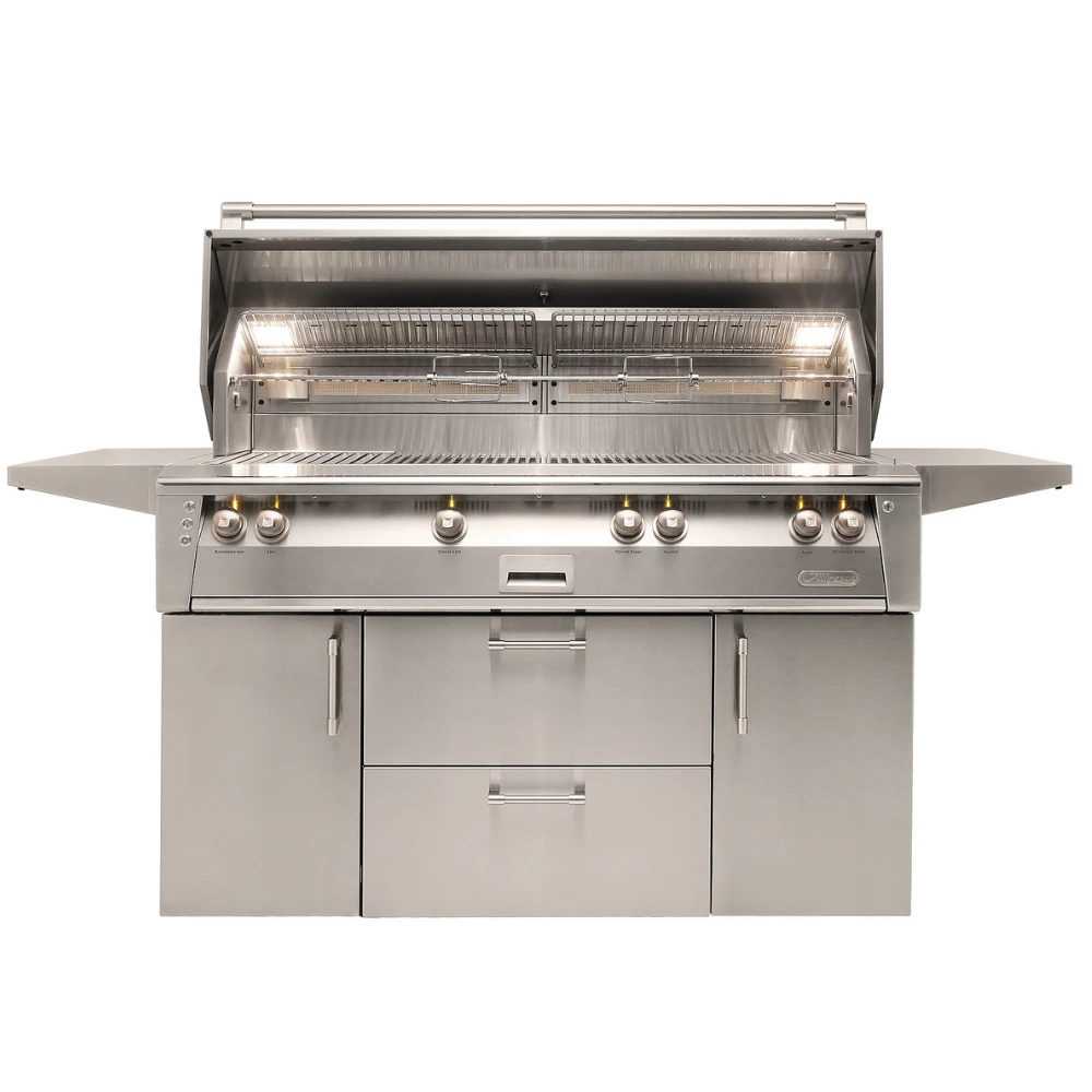 Alfresco ALXE 56-Inch Freestanding Gas All Grill with Sear Zone Burner & Rotisserie - ALXE-56BFGC-LP/NG Alfresco ALXE 56-Inch Freestanding Gas All Grill With Sear Zone Burner & Rotisserie - ALXE-56BFGC-LP/NG -Elite Patio Direct Shop AlfrescoALXE56 InchFreestandingGasAllGrillwithRotisserie
