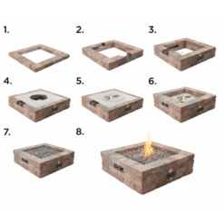 The Outdoor Greatroom Company Bronson Block Square Gas Fire Pit Kit (BRON5151-K) -Elite Patio Direct Shop BRON5151 K 9