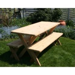 Creekvine Designs 27" Red Cedar Backyard Bash Cross Legged Picnic Table With Detached Benches 4 Creekvine Designs 27" Red Cedar Backyard Bash Cross Legged Picnic Table With Detached Benches -Elite Patio Direct Shop CreekvineDesigns27RedCedarBackyardBashCrossLeggedPicnicTablewithDetachedBenches 5