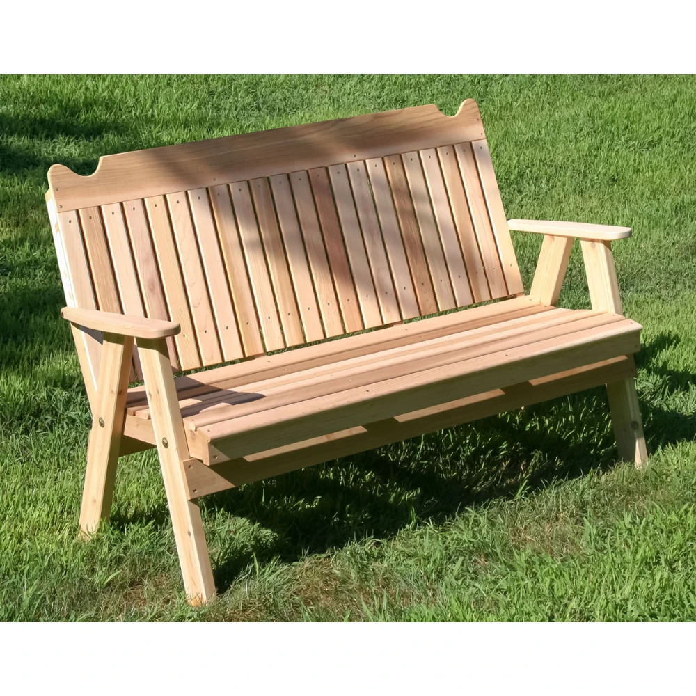 Creekvine Designs Red Cedar Straight Back English Garden Bench Creekvine Designs Red Cedar Straight Back English Garden Bench -Elite Patio Direct Shop CreekvineDesignsRedCedarStraightBackEnglishGardenBench