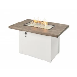 The Outdoor Greatroom Company Driftwood Havenwood Rectangular Gas Fire Pit Table With White Base (HVDW-1224-K)