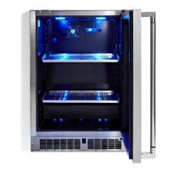 Lynx 24-Inch Outdoor Glass Door Refrigerator - LN24REFGL/R -Elite Patio Direct Shop LM24REFGR open