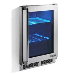 Lynx 24-Inch Outdoor Glass Door Refrigerator - LN24REFGL/R -Elite Patio Direct Shop LM24REFGR threequarter