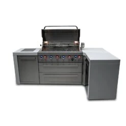 Mont Alpi 805 Deluxe BBQ Grill Island With 90 Degree Corner - MAi805-D90C -Elite Patio Direct Shop Mai805 D90Cfrontopen