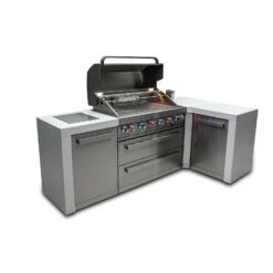 Mont Alpi 805 Deluxe BBQ Grill Island With 90 Degree Corner - MAi805-D90C -Elite Patio Direct Shop Mai805 D90Csideopen