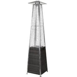 RADtec Tower Flame Patio Heater - Black And Grey Wicker