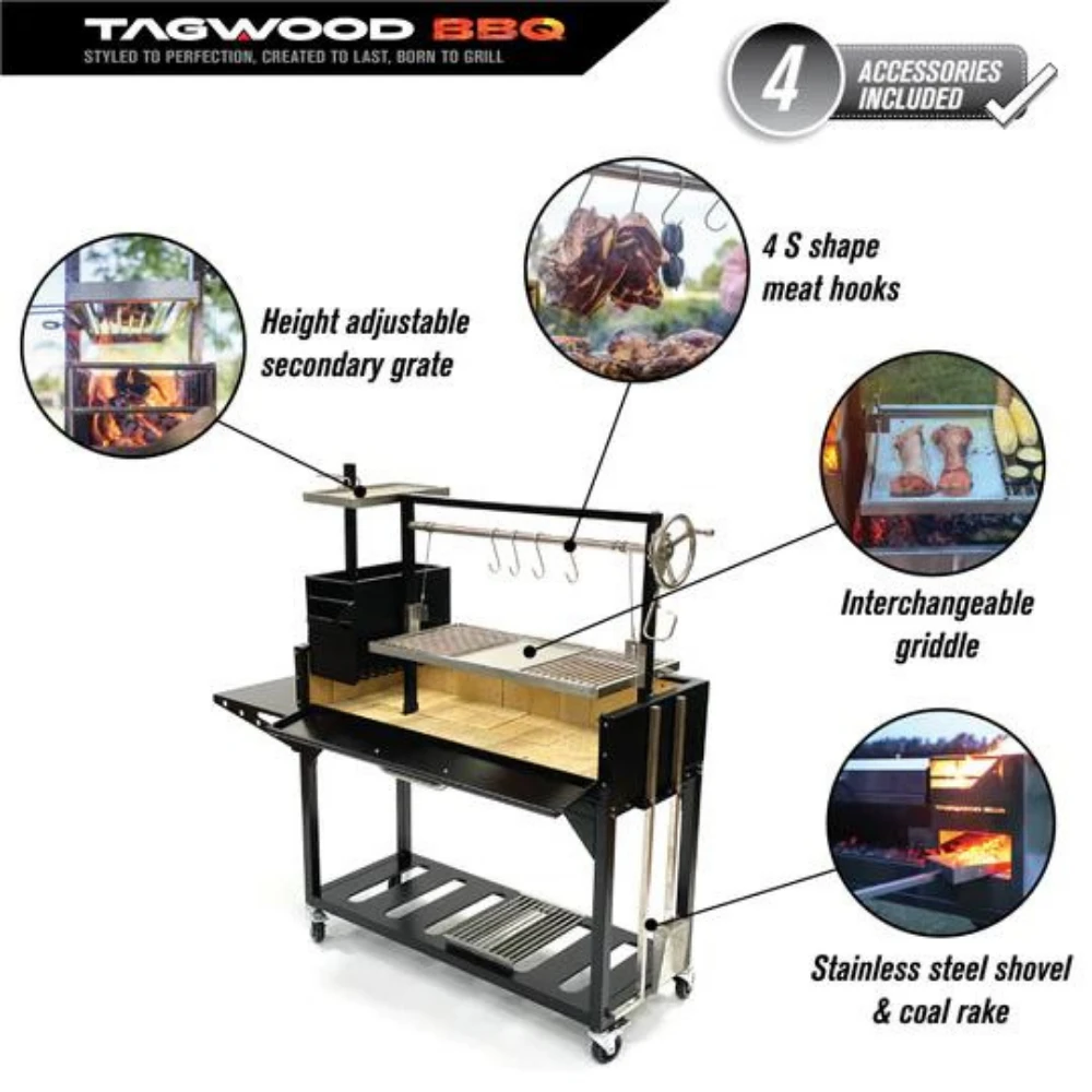 Tagwood BBQ Argentine Santa Maria Wood Fire & Charcoal Grill (BBQ03SI) Tagwood BBQ Argentine Santa Maria Wood Fire & Charcoal Grill (BBQ03SI) -Elite Patio Direct Shop TagwoodBBQArgentineSantaMariaWoodFire CharcoalGrill BBQ03SI 3