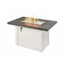 The Outdoor Greatroom Company Stone Grey Havenwood Rectangular Gas Fire Pit Table With White Base (HVGW-1224-K)