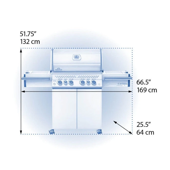Napoleon Prestige PRO 500 Gas Grill with Infrared Rear & Side Burners - PRO500RSIB Napoleon Prestige PRO 500 Gas Grill With Infrared Rear & Side Burners - PRO500RSIB -Elite Patio Direct Shop WebGallery Dimensional PRO500 dual