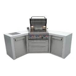 Mont Alpi 400 Deluxe BBQ Grill Island With 45 Degree Corners - MAi400-D45 -Elite Patio Direct Shop mai400 d45heroopen