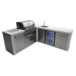 Mont Alpi 400 Deluxe BBQ Grill Island With 90 Degree Corner & Beverage Center - MAi400-D90BEV