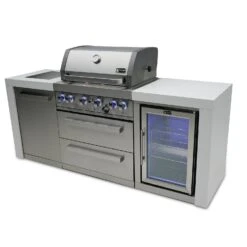 Mont Alpi 400 Deluxe BBQ Grill Island With Fridge Cabinet - MAi400-DFC -Elite Patio Direct Shop mai400 dfcside2