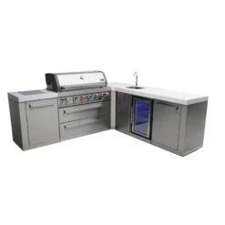 Mont Alpi 805 BBQ Grill Island With 90 Degree Corner & Beverage Center - MAi805-90BEV