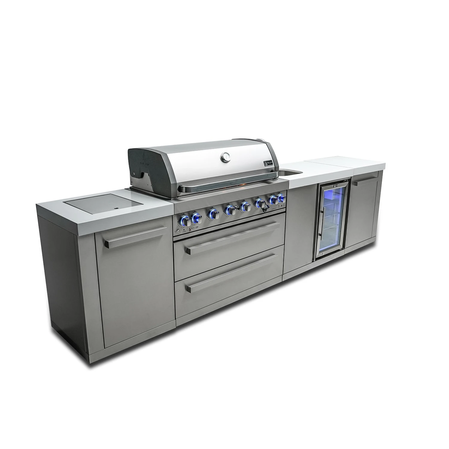Mont Alpi 805 BBQ Grill Island with Beverage Center - MAi805-BEV Mont Alpi 805 BBQ Grill Island With Beverage Center - MAi805-BEV -Elite Patio Direct Shop mai805 bevside2