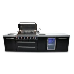 Mont Alpi 805 Black Stainless Steel BBQ Grill Island With Beverage Center - MAi805-BSSBEV 3 Mont Alpi 805 Black Stainless Steel BBQ Grill Island With Beverage Center - MAi805-BSSBEV -Elite Patio Direct Shop mai805 bssbevfrontopen