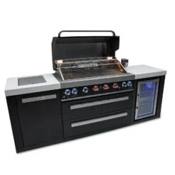 Mont Alpi 805 Black Stainless Steel BBQ Grill Island With Fridge Cabinet - MAi805-BSSFC 5 Mont Alpi 805 Black Stainless Steel BBQ Grill Island With Fridge Cabinet - MAi805-BSSFC -Elite Patio Direct Shop mai805 bssfcsideopen