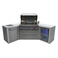 Mont Alpi 805 Deluxe BBQ Grill Island With 45 Degree Corners & Fridge Cabinet - MAi805-D45FC -Elite Patio Direct Shop mai805 d45fcheroopen