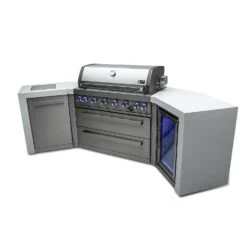 Mont Alpi 805 Deluxe BBQ Grill Island With 45 Degree Corners & Fridge Cabinet - MAi805-D45FC -Elite Patio Direct Shop mai805 d45fcside