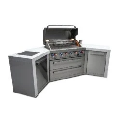 Mont Alpi 805 Deluxe BBQ Grill Island With 45 Degree Corners - MAi805-D45 -Elite Patio Direct Shop mai805 d45sideopen