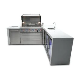 Mont Alpi 805 Deluxe BBQ Grill Island With 90 Degree Corner Beverage Center & Fridge - MAi805-D90BEVFC 4 Mont Alpi 805 Deluxe BBQ Grill Island With 90 Degree Corner Beverage Center & Fridge - MAi805-D90BEVFC -Elite Patio Direct Shop mai805 d90bevfcfrontopen