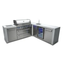 Mont Alpi 805 Deluxe BBQ Grill Island With 90 Degree Corner & Beverage Center - MAi805-D90BEV
