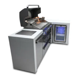 Mont Alpi 805 Deluxe BBQ Grill Island With 90 Degree Corner & Fridge Cabinet - MAi805-D90FC -Elite Patio Direct Shop mai805 d90fcdownline
