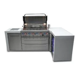 Mont Alpi 805 Deluxe BBQ Grill Island With 90 Degree Corner & Fridge Cabinet - MAi805-D90FC -Elite Patio Direct Shop mai805 d90fcfrontopen