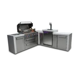 Mont Alpi 805 Deluxe BBQ Grill Island With 90 Degree Corner & Kegerator - MAi805-D90KEG -Elite Patio Direct Shop mai805 d90kegheroopen2