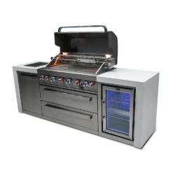 Mont Alpi 805 Deluxe BBQ Grill Island With Fridge Cabinet - MAi805-DFC -Elite Patio Direct Shop mai805 dfcsideopen