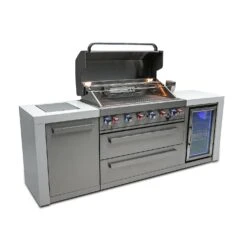 Mont Alpi 805 Deluxe BBQ Grill Island With Fridge Cabinet - MAi805-DFC -Elite Patio Direct Shop mai805 dfcsideopen2