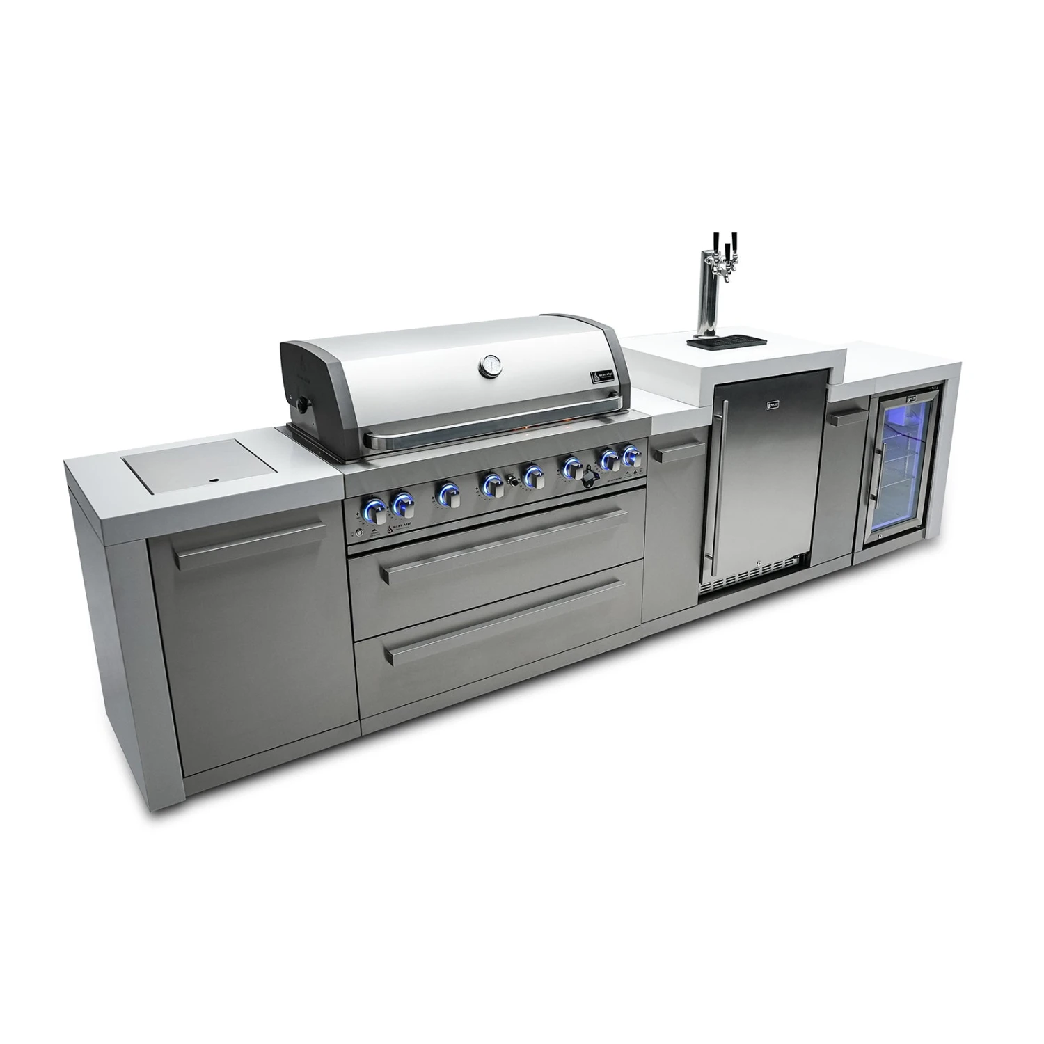 Mont Alpi 805 Deluxe BBQ Grill Island with Kegerator & Fridge Cabinet - MAI805-DKEGFC Mont Alpi 805 Deluxe BBQ Grill Island With Kegerator & Fridge Cabinet - MAI805-DKEGFC -Elite Patio Direct Shop mai805 dkegfchero2