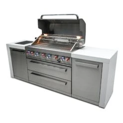 Mont Alpi 805 Deluxe BBQ Grill Island - MAi805-D -Elite Patio Direct Shop mai805 dside2openlid