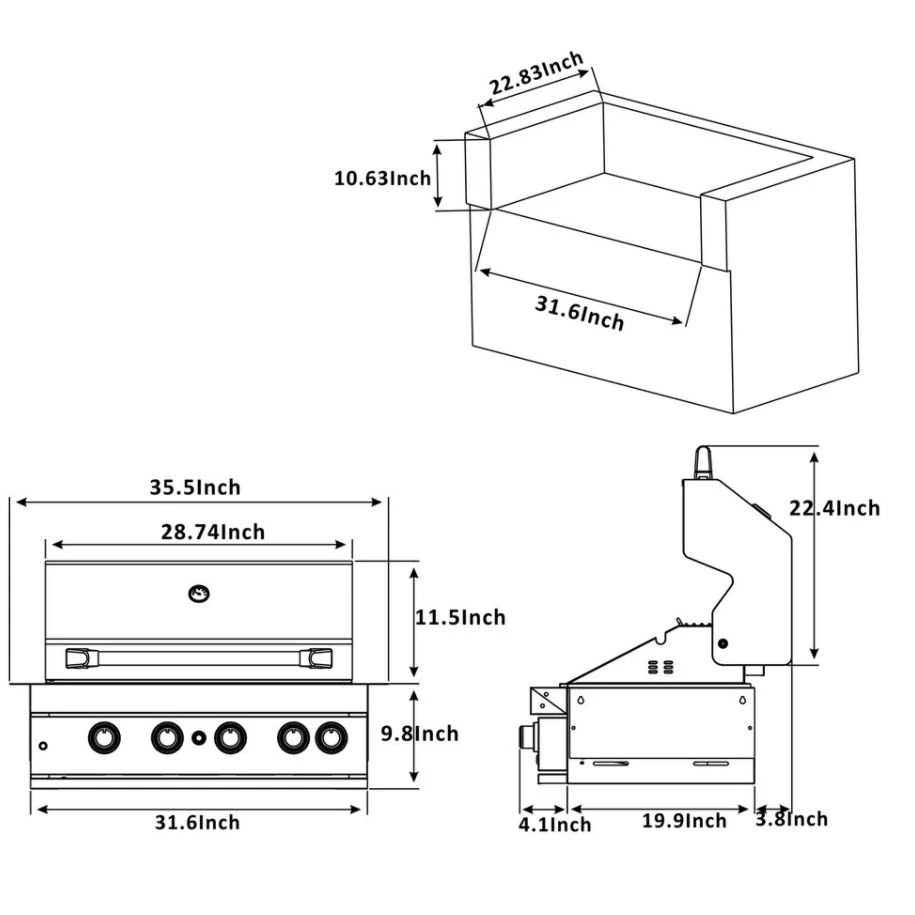 Mont Alpi 400 Built-In Gas Grill - MABI400 Mont Alpi 400 Built-In Gas Grill - MABI400 -Elite Patio Direct Shop montalpi400dimensions