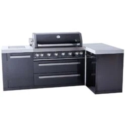 Mont Alpi 805 Black Stainless Steel BBQ Grill Island With 90 Degree Corner - MAi805-BSS90C