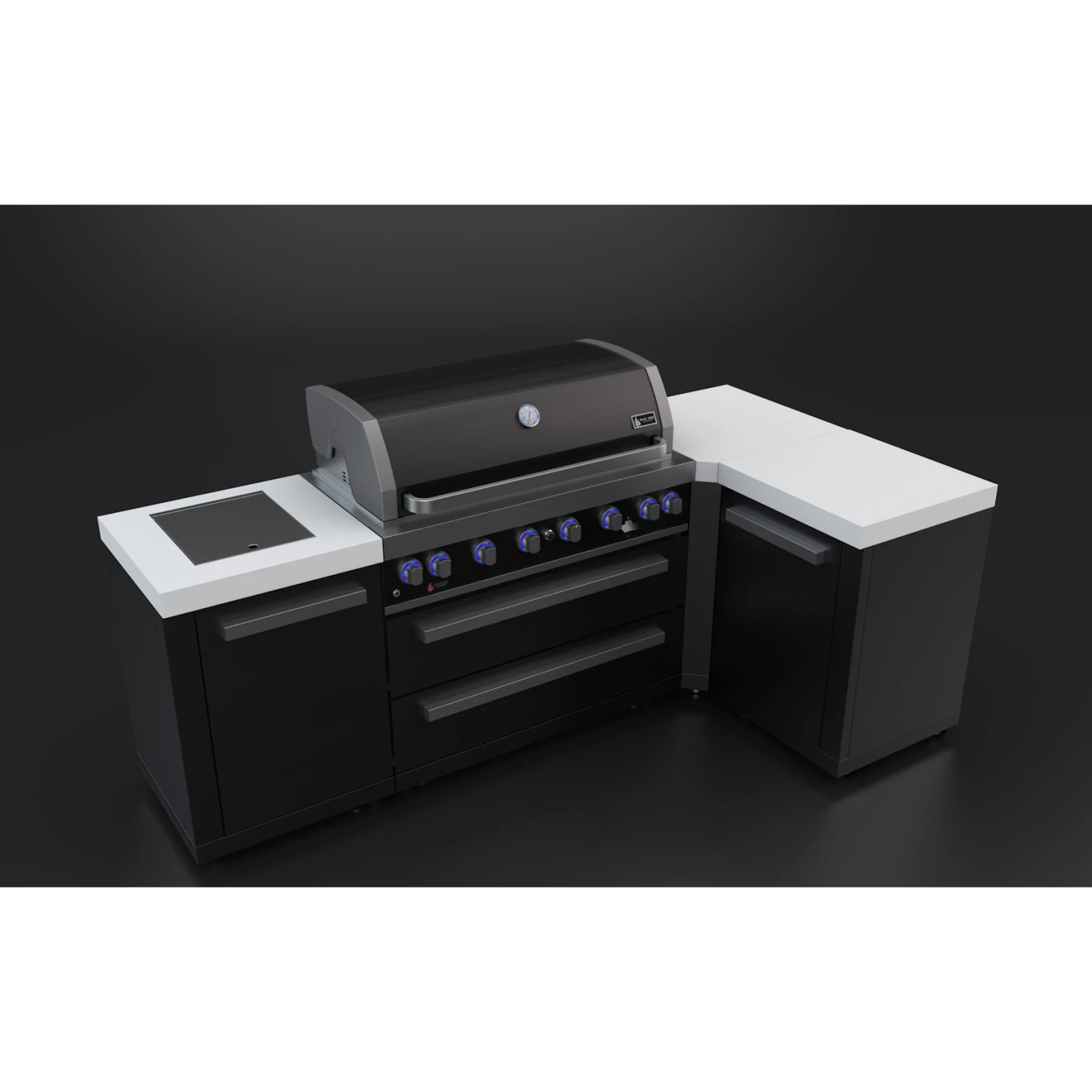 Mont Alpi 805 Black Stainless Steel BBQ Grill Island with 90 Degree Corner - MAi805-BSS90C Mont Alpi 805 Black Stainless Steel BBQ Grill Island With 90 Degree Corner - MAi805-BSS90C -Elite Patio Direct Shop