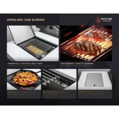 Mont Alpi 805 Deluxe BBQ Grill Island With 45 Degree Corners & Fridge Cabinet - MAi805-D45FC -Elite Patio Direct Shop montalpiinfraredsideburnerfeatures 0a6d6452 73c0 4dfd 82d0 027275d1b0f8