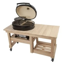 Primo Oval XL 400 Ceramic Kamado Grill On Table 3 Primo Oval XL 400 Ceramic Kamado Grill On Table -Elite Patio Direct Shop oval xl 400 778 countertop table open